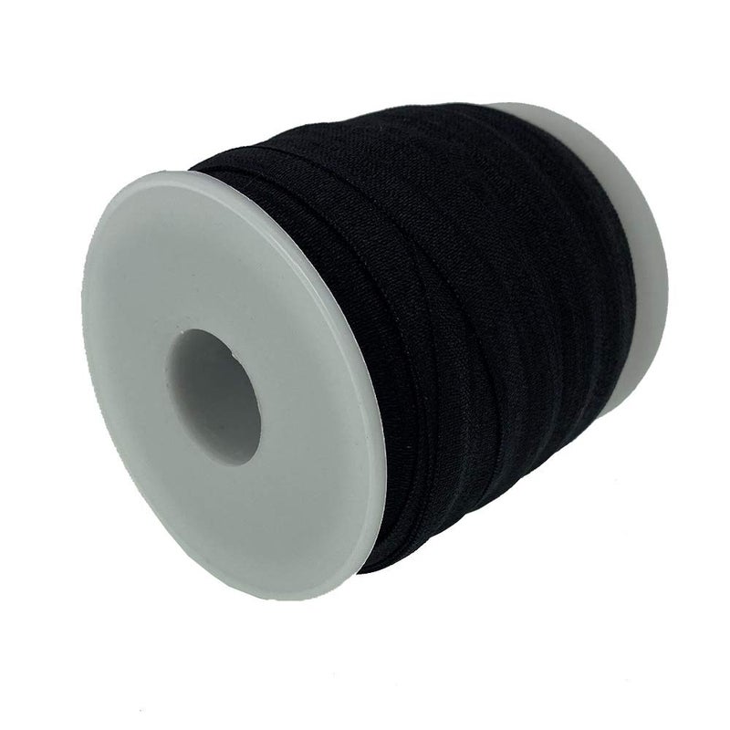 PAMIR TONG 25 Yards 5/8'' Fold Over Elastic FOE Headband Baby Hairbow Soft Foldover Elastic Binding Webbing Tape Craft Sewing (Black) - Image 3